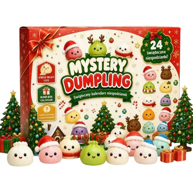 Christmas Advent Calendar 24-Day Dumpling Squishy Blind Box - Slow-Rising Fidget Sensory Countdown Gift