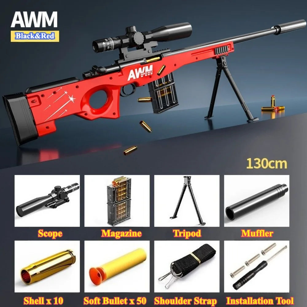 Soft Bullet Toy Sniper Rifle - Manually Loaded Toy Rifle for Outdoor CS Combat & Roleplay, Gift for Teens & Adults