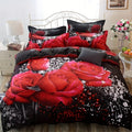 2/3-Piece Red Rose Print Microfiber Duvet Cover Set – Soft Bedding (Duvet Cover + 1/2 Pillowcases, No Insert)
