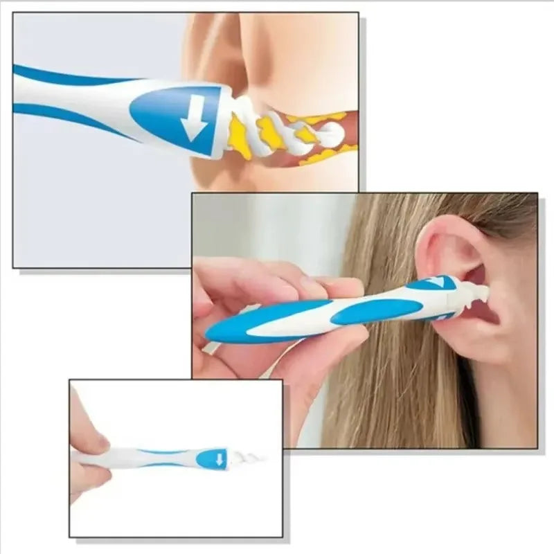Silicone Ear Wax Remover Tool with 16 Replaceable Soft Tips – Safe Spiral Ear Cleaner for Home & Travel