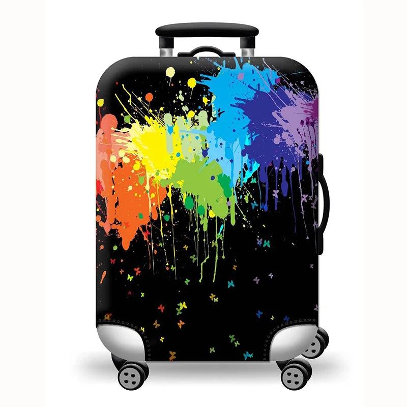 Elastic Stretch Printed Luggage Cover with Zipper & Buckle – Fits 18–32 Inch (46–81 cm) Suitcases – Durable Travel Trolley Protector