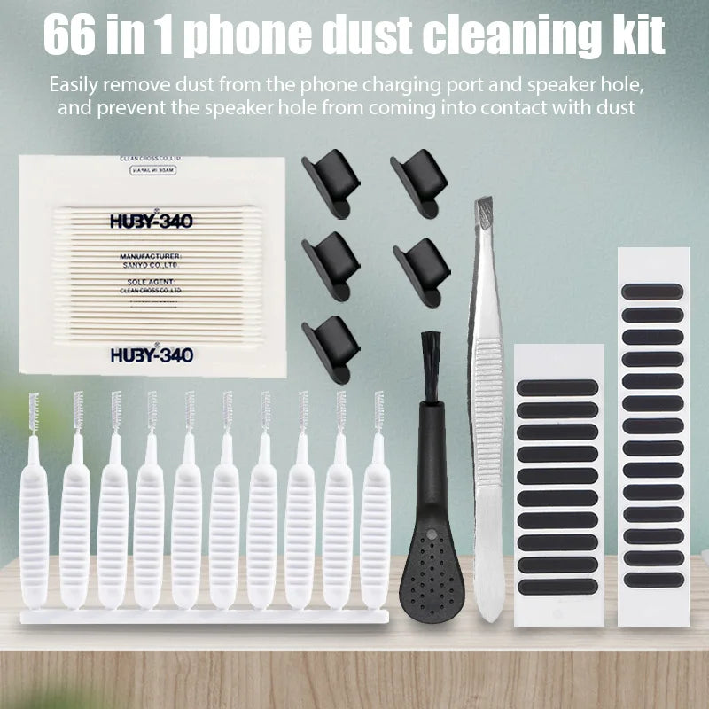 Universal Phone Dust Plug Mesh Sticker, Speaker & Type-C Charging Port Protector Cleaning Kit for iPhone, Samsung, Xiaomi