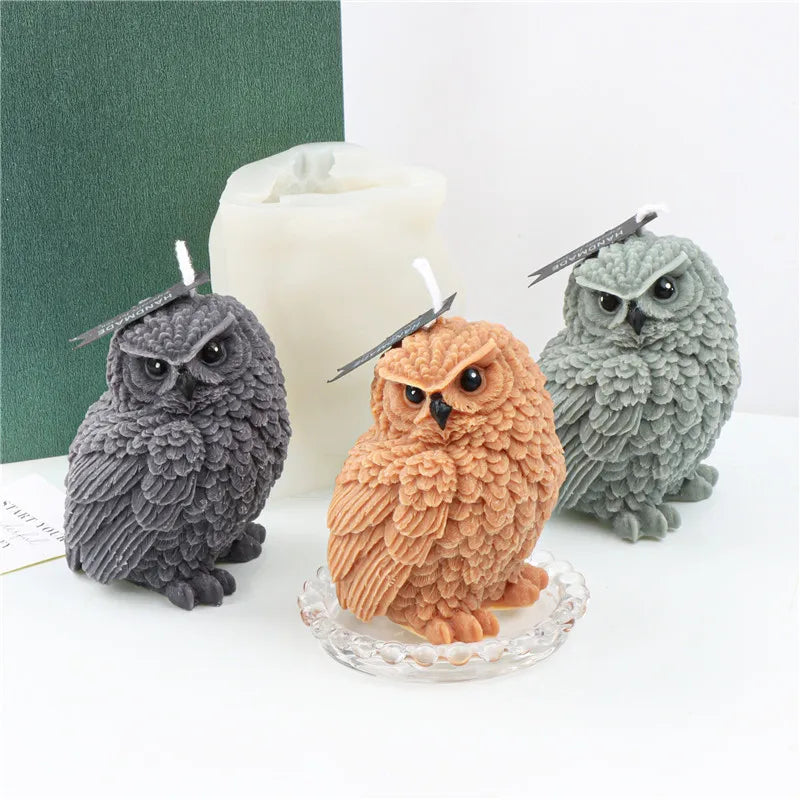 3D Cute Owl Silicone Mold for DIY Crafts – Candle, Soap, Resin, Plaster & Wax Home Decor Molds