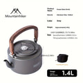 Portable Aluminum Camping Kettle with Wooden Handle, Outdoor Tea Kettle for Hiking & Backpacking