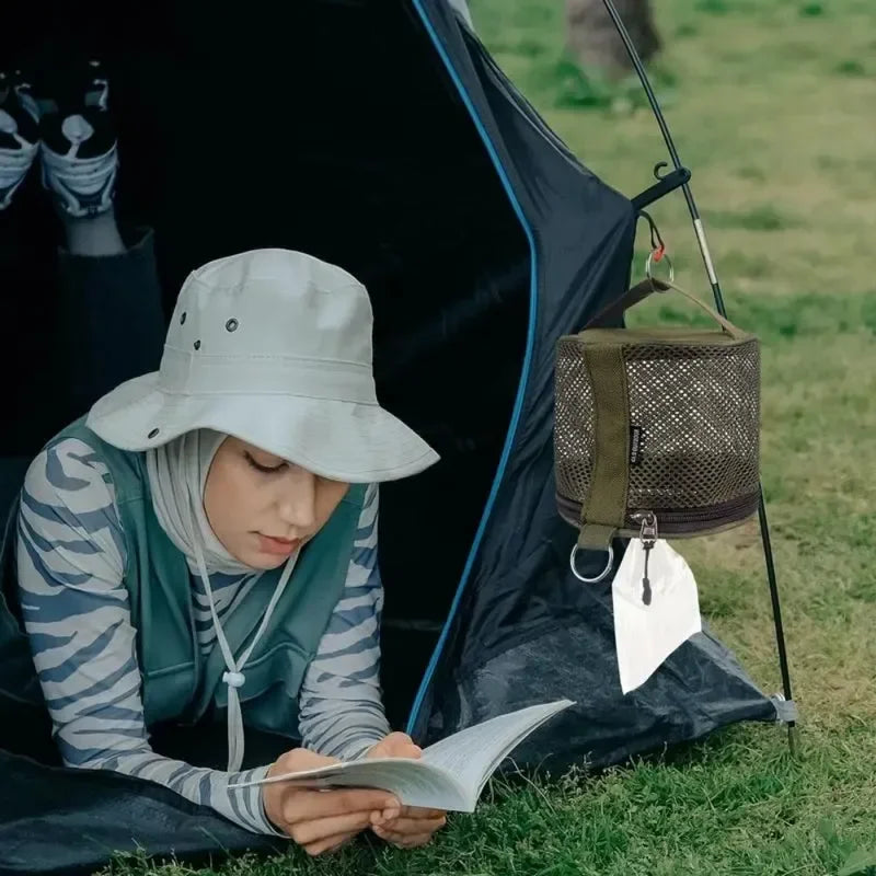 Camping Hanging Toilet Paper Holder Portable Roll Dispenser with Hook, Mesh Oxford (5.8 x 5.1 in / 14.8 x 13 cm)