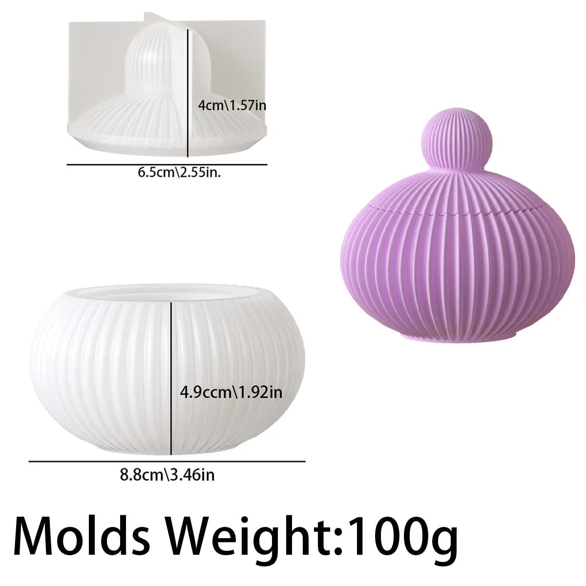 Round Striped Silicone Mold for Candle Jars, Resin & Plaster Flowerpots - DIY Casting Mold for Home Decor