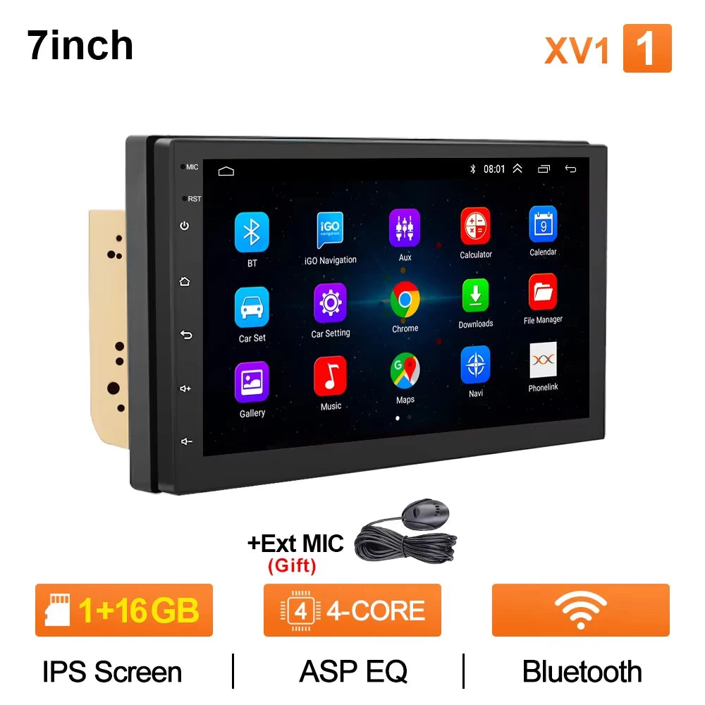 2-DIN Android Car Stereo - CarPlay & Android Auto, 7/9/10.1 inch (17.8/22.9/25.6 cm) QLED GPS, 8-Core CPU, DSP, WiFi & 4G, 6GB/128GB