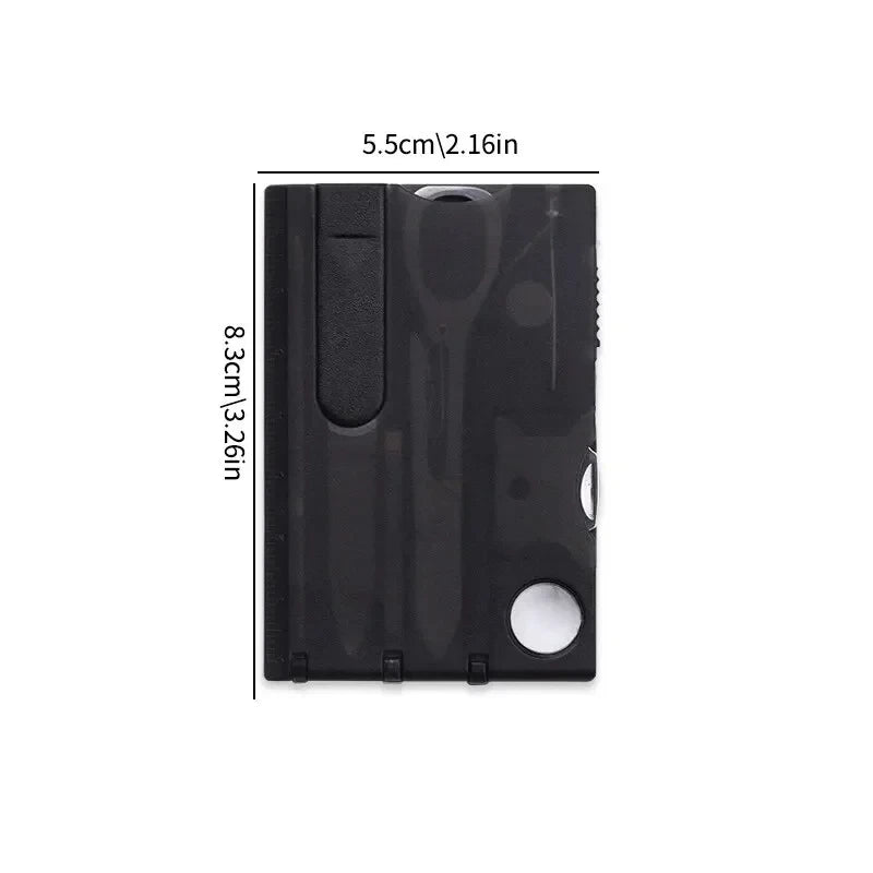 Credit-Card Multi-Tool Survival Card — Portable 5.5 × 8 cm (2.17 × 3.15 in) Pocket Emergency Tool with Screwdriver, Compass & Bottle Opener for Camping