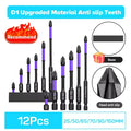 6/12-Piece Magnetic Impact Screwdriver Bit Set — Non-Slip Shockproof Phillips Torsion Bits, 1/4 in (6.35 mm) Hex Shank, Alloy Steel