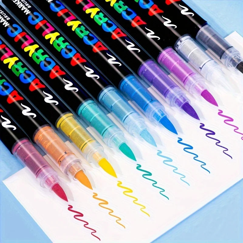 Acrylic Paint Pens Brush Tip - 12–120 Colors for Rock Painting, Wood, Canvas, Stone & DIY Crafts