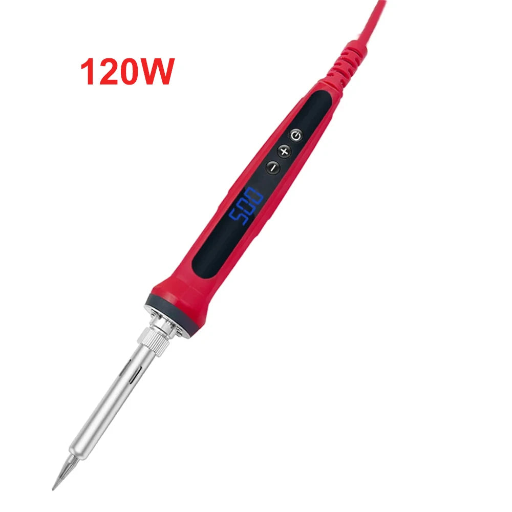 80W Adjustable Temperature Soldering Iron Kit with LCD, Ceramic Heater, Soldering Tips, Tweezers & Solder Wire