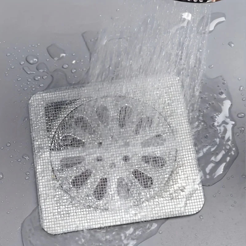 Disposable Shower Hair Catchers Mesh Drain Covers Stick-On Sink & Floor Strainers