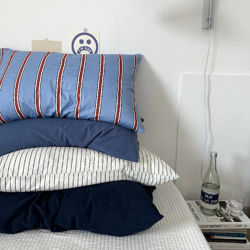 Soft Washed Cotton Striped Pillowcase - Single Pillow Cover 19 x 29 in (48 x 74 cm)