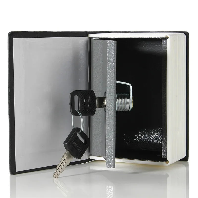 Hidden Book Safe with Key Lock — Metal Book-Shaped Home Safe (8.66 x 5.98 x 1.77 in / 220 x 152 x 45 mm)