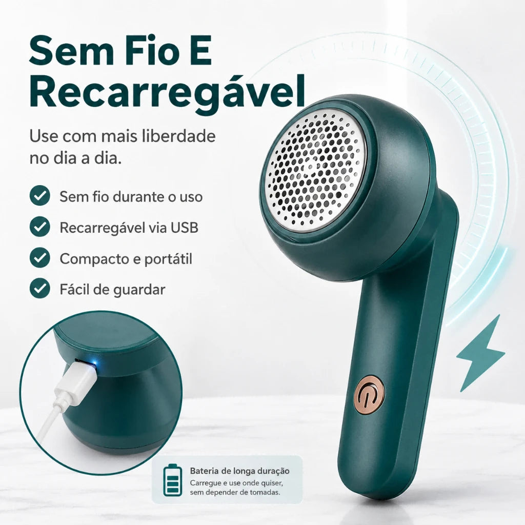 USB Rechargeable Fabric Shaver Lint Remover for Clothes & Sofa - Portable 1200mAh Defuzzer with Safety Mesh & Large Dust Box