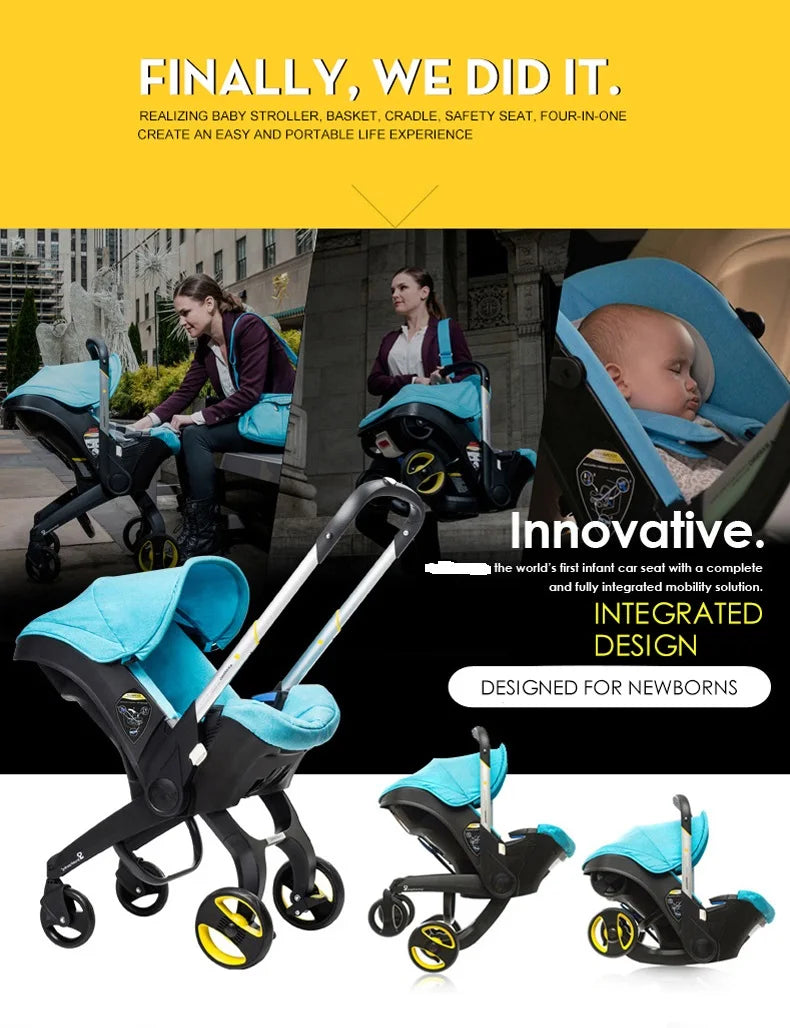 2-in-1 Foldable Baby Stroller Travel System with Infant Car Seat - Lightweight Portable Pram Buggy