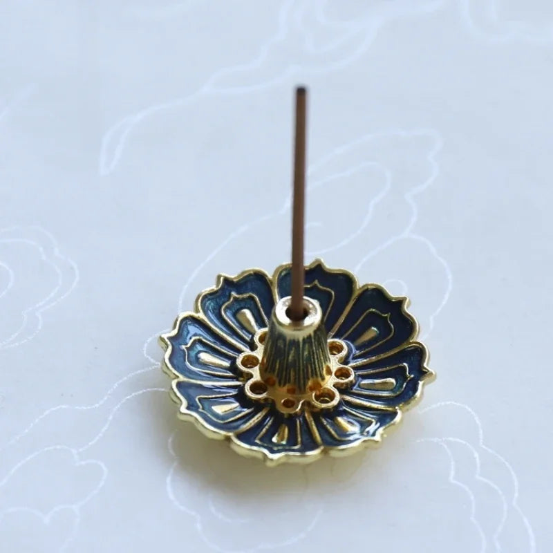 Lotus Alloy Incense Holder Small 1-Pack - Incense Burner for Sticks, Cones & Coils, Home Meditation Decor