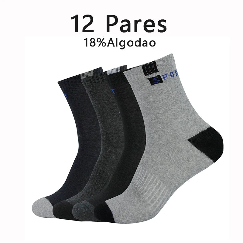 12-Pack Men's Breathable Cotton Blend Mid-Crew Athletic Socks EU 39-45 (US 6-11) Quick-Dry Summer
