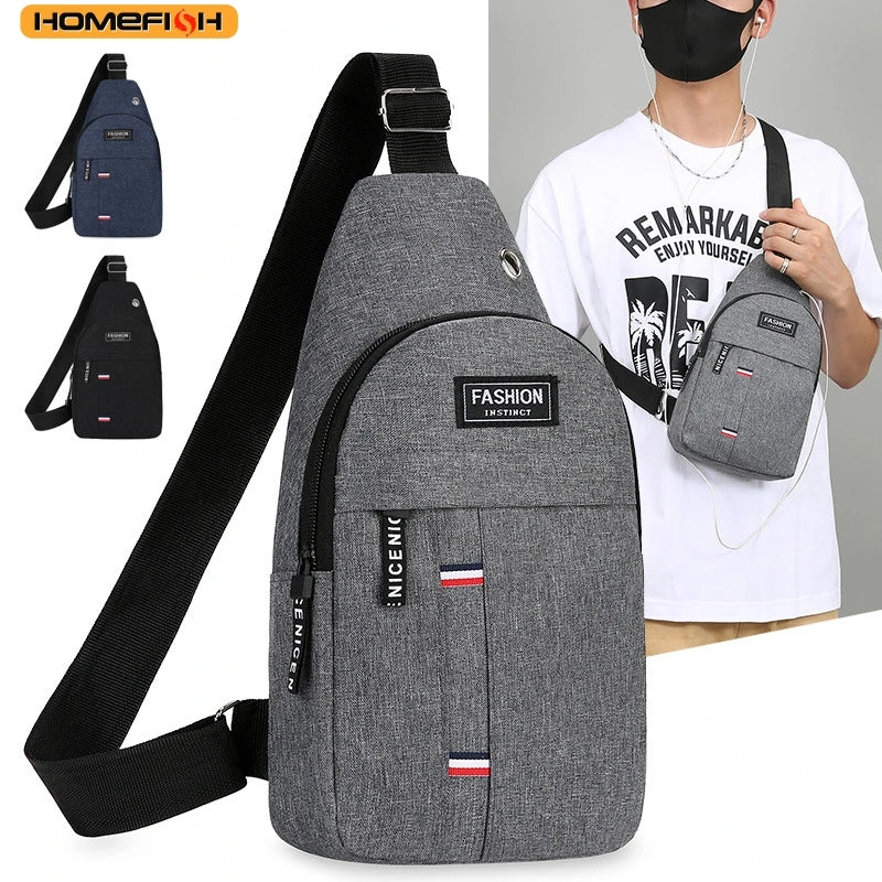 Unisex Canvas Chest Sling Bag – Large Capacity One-Shoulder Crossbody for Outdoor Sports & Travel