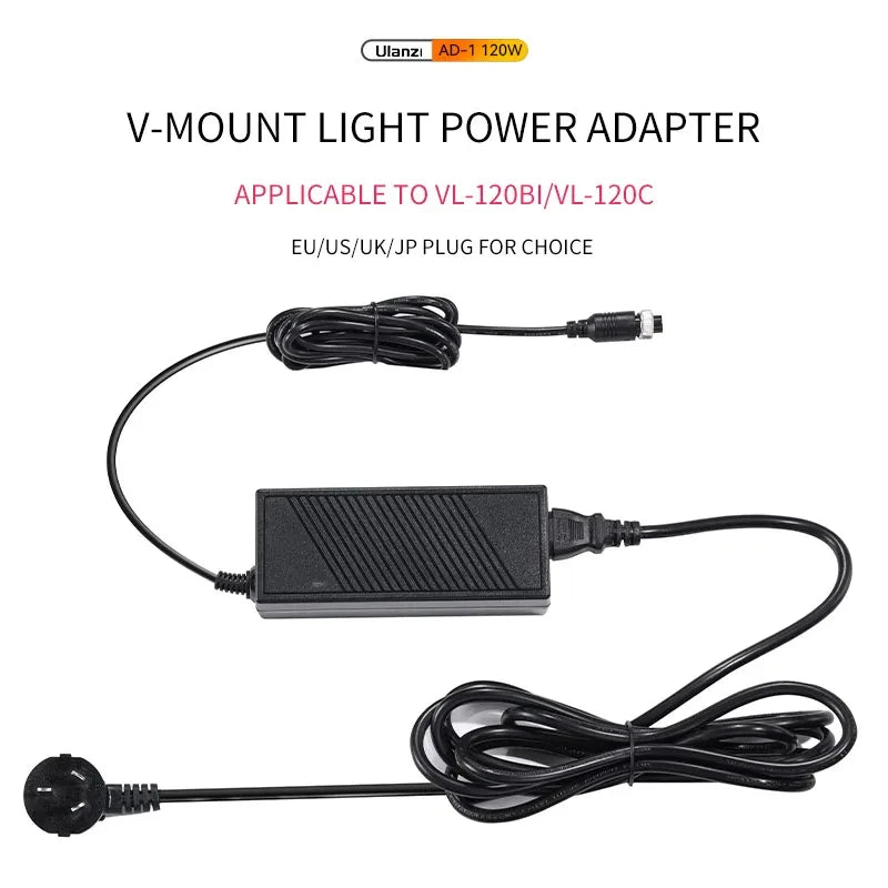 120W V-Mount Power Adapter for LED Video Lights – USB 5–20V DC Compatible