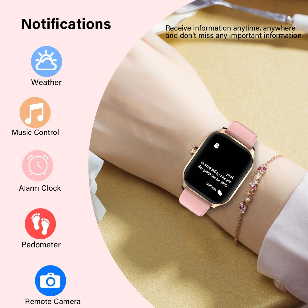 2.01-Inch HD Smart Watch for Men & Women, Bluetooth Calling Fitness Tracker — Heart Rate & SpO2 Monitor, Sleep Tracker, 19 Sports Modes, IP65