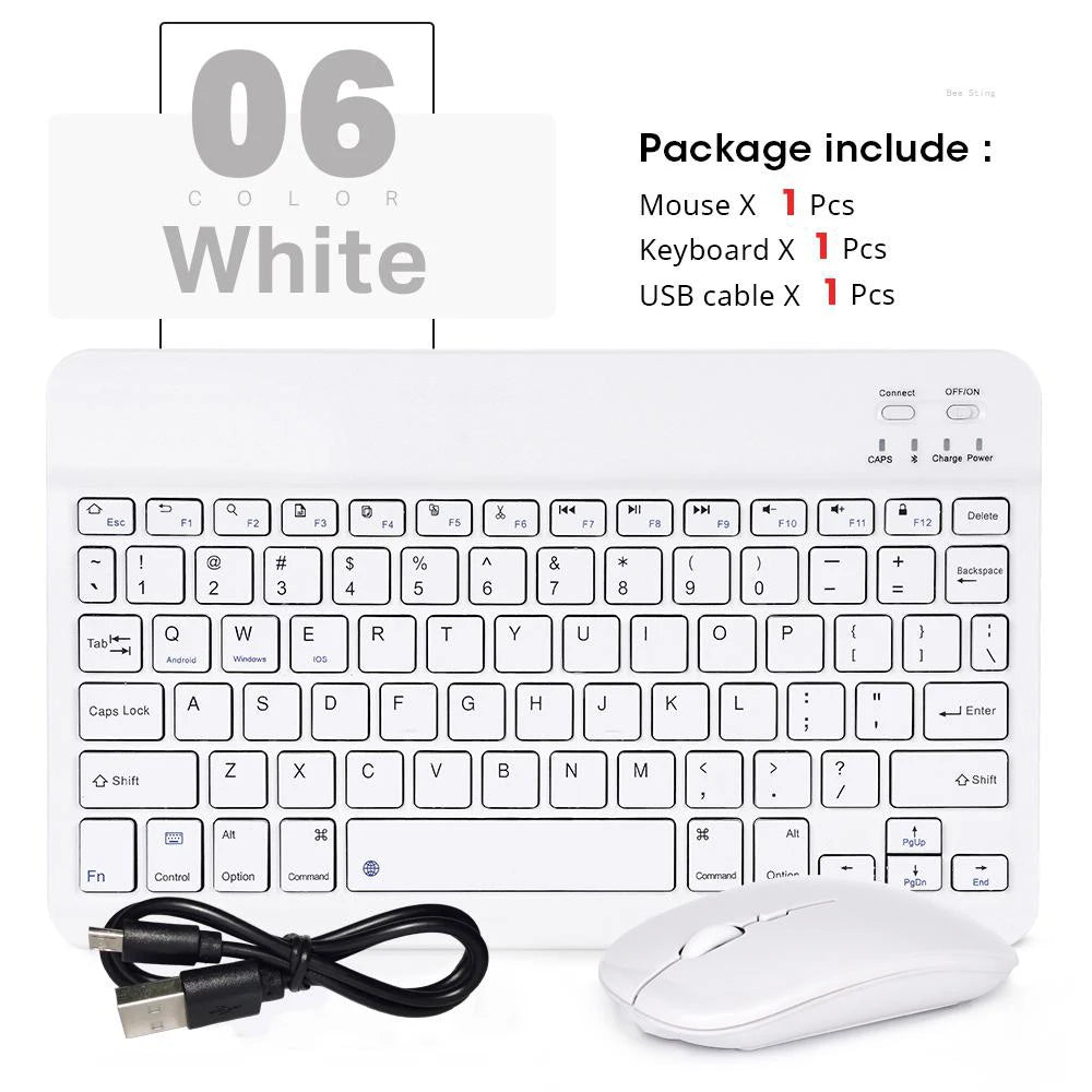 Mini Wireless Bluetooth Keyboard and Mouse — Portable Slim Rechargeable Keyboard for iPad, iPhone, Android Tablets, Samsung, Xiaomi, Mac & Windows