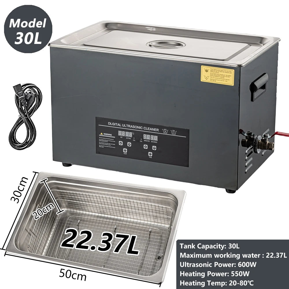 Ultrasonic Cleaner 40kHz | Heated Digital Stainless Steel Cleaner - 2–30L (0.53–7.93 gal) Options for Jewelry, Watches & Glasses