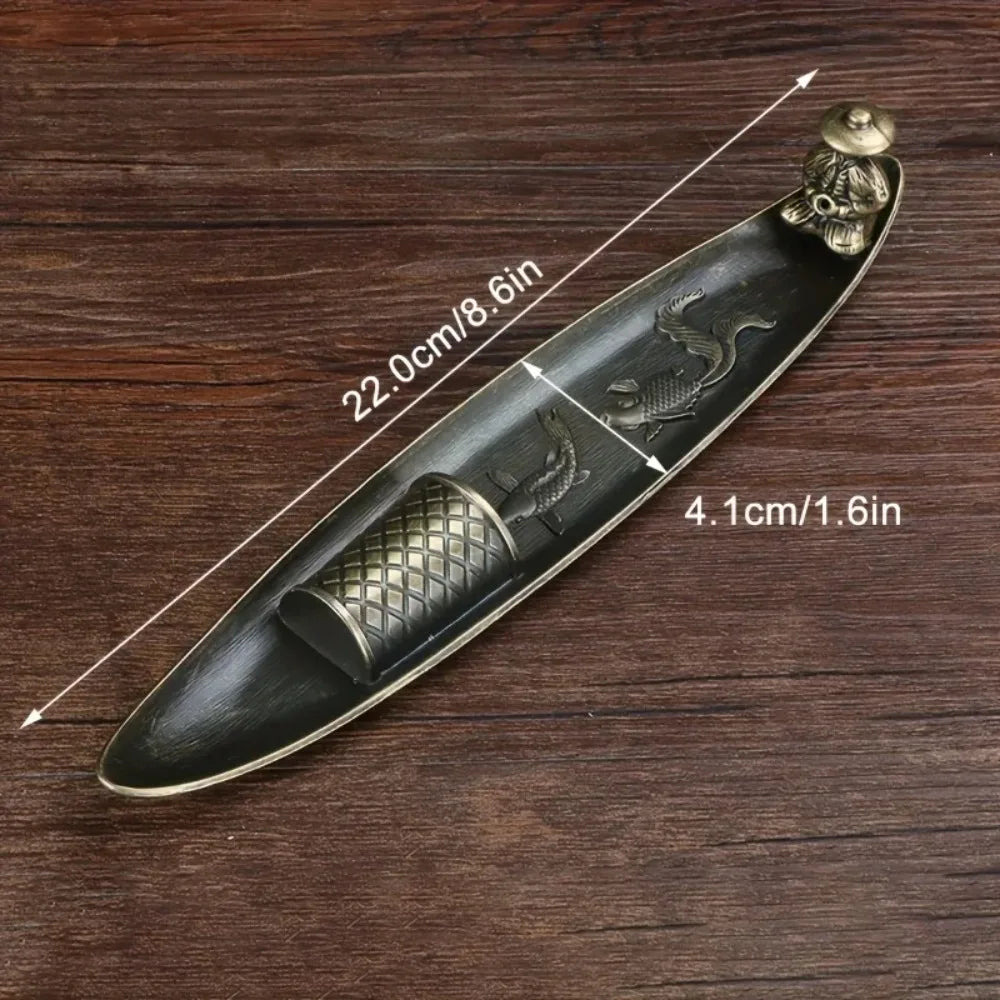 Japanese-Style Boat Fisherman Metal Incense Holder - Aromatherapy Stick Burner & Home Decor