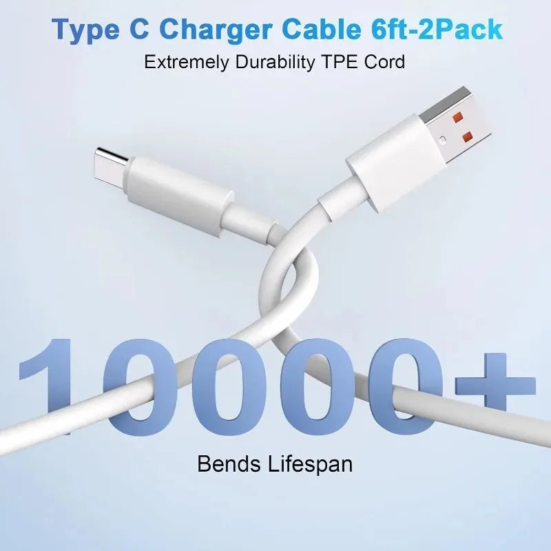 1/2/3 Pack 120W 10A USB-A to USB-C Fast Charging Cable, High-Speed Data Sync, Multiple Lengths (0.25–2 m / 9.8–78.7 in)