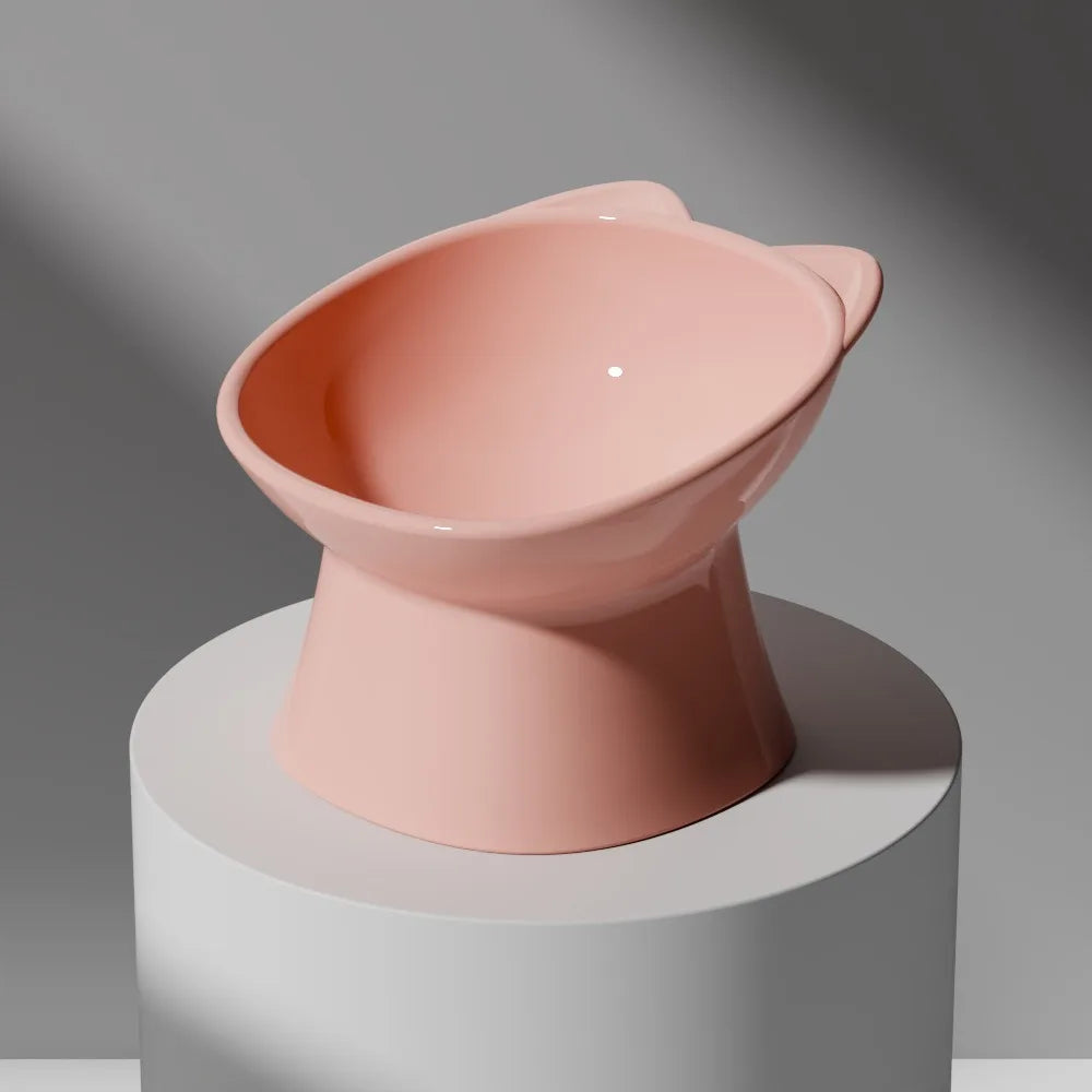 Anti-Tip Elevated Cat Bowl - Nordic Square Double-Handle Raised Pet Feeding & Water Bowl