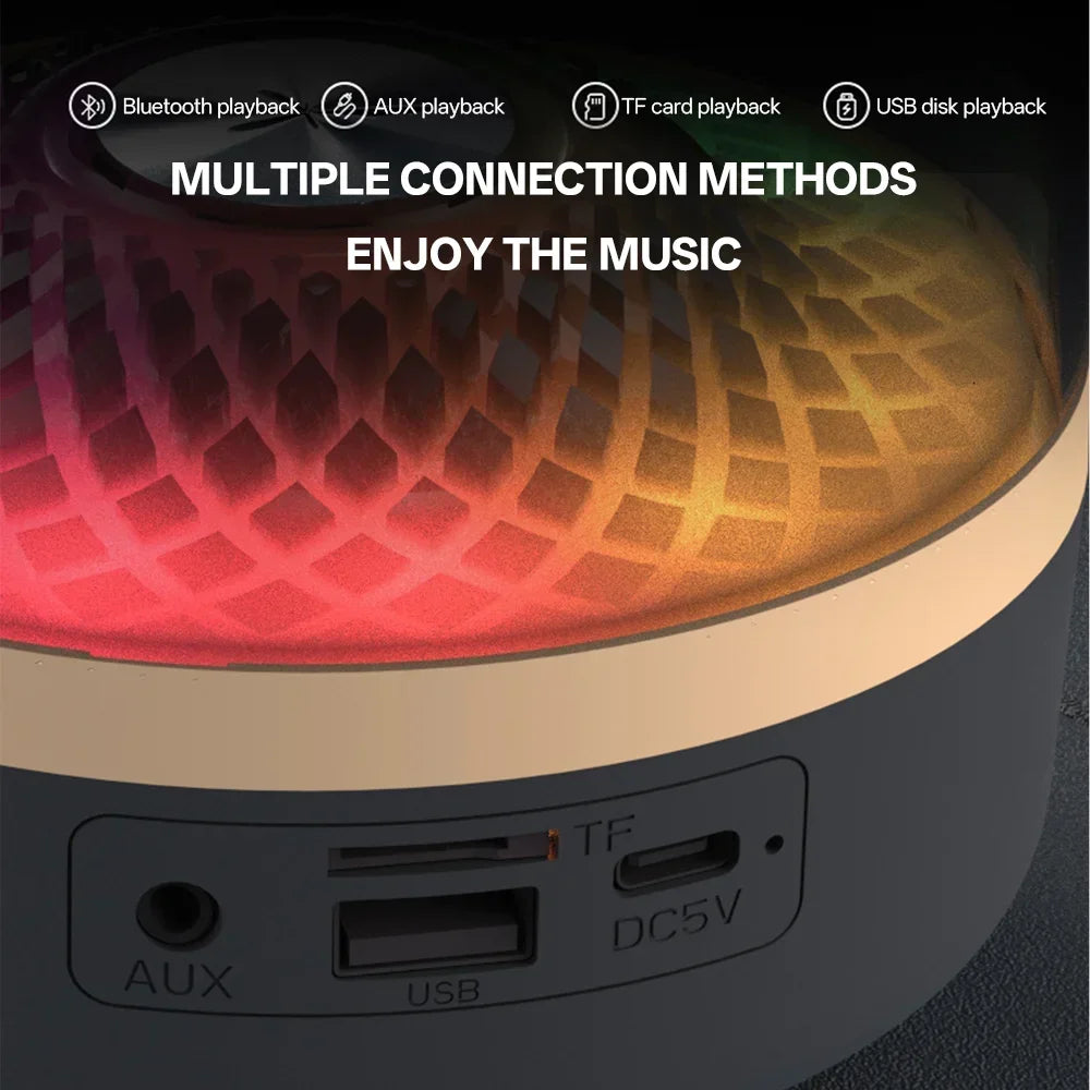 Portable Bluetooth 5.3 Speaker — Hi‑Fi Deep Bass with LED Ambient Light, USB/TF/AUX for Android & iOS