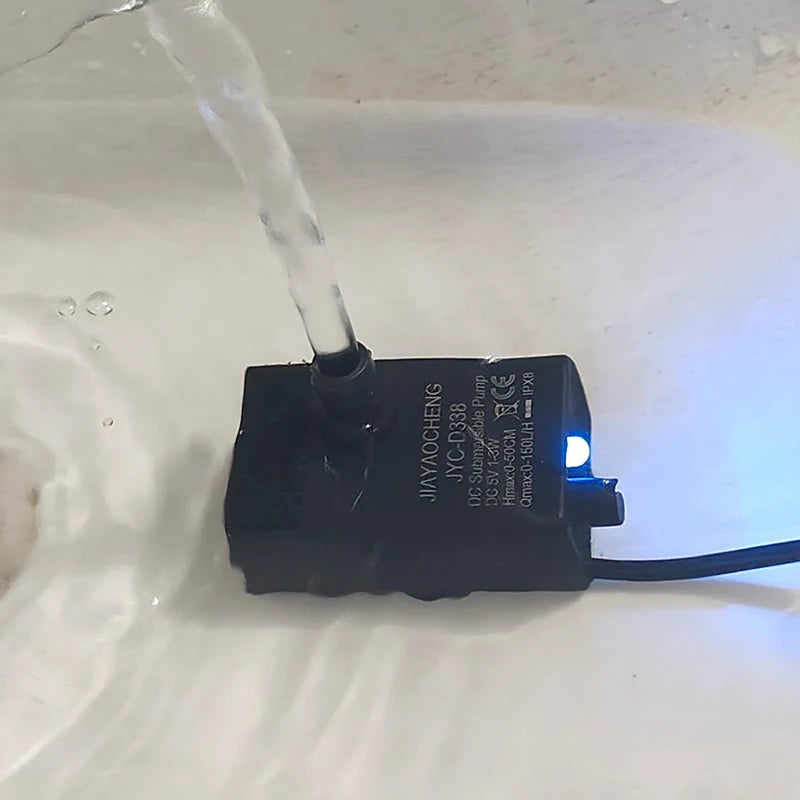 USB Submersible Aquarium Water Pump – Ultra Quiet Mini Fish Tank Circulation & Filtration Pump, Adjustable Flow 5V 3W/5W, 150 L/H