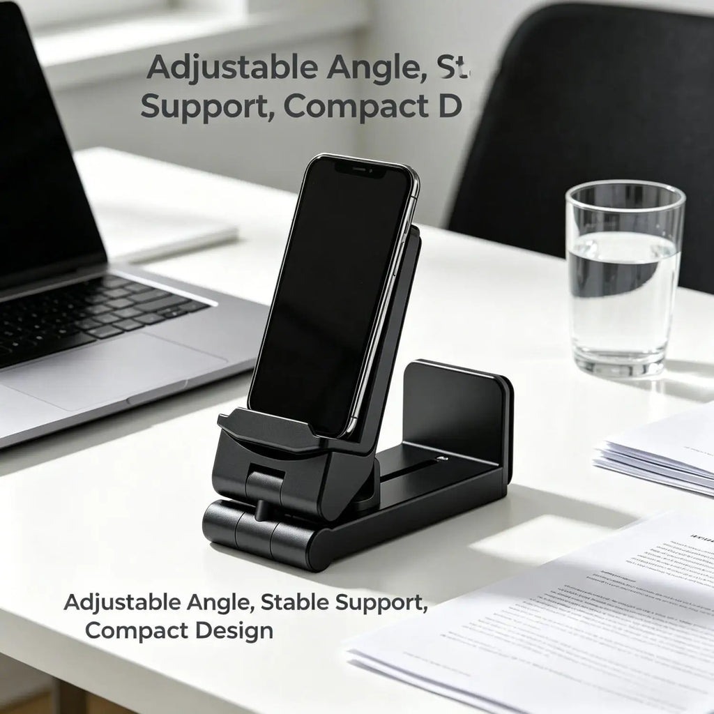 Foldable Rotating Phone Stand - Portable Adjustable Hands-Free Mount for Airplane, Train & Desk