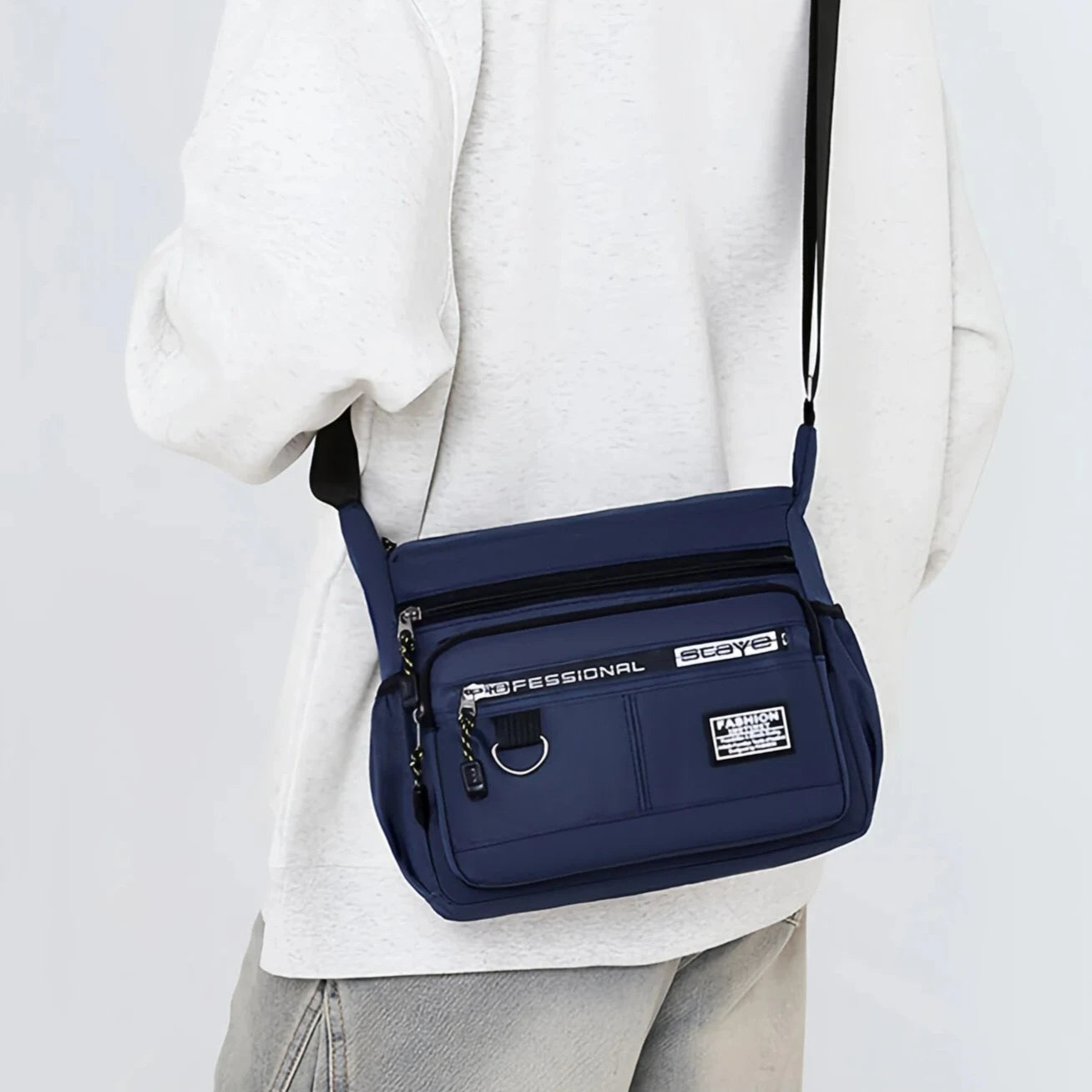 Men's Waterproof Crossbody Sling Bag - Business Casual Multi-Pocket Shoulder Bag, 27 x 8 x 22 cm (10.6 x 3.1 x 8.6 in), Adjustable Strap