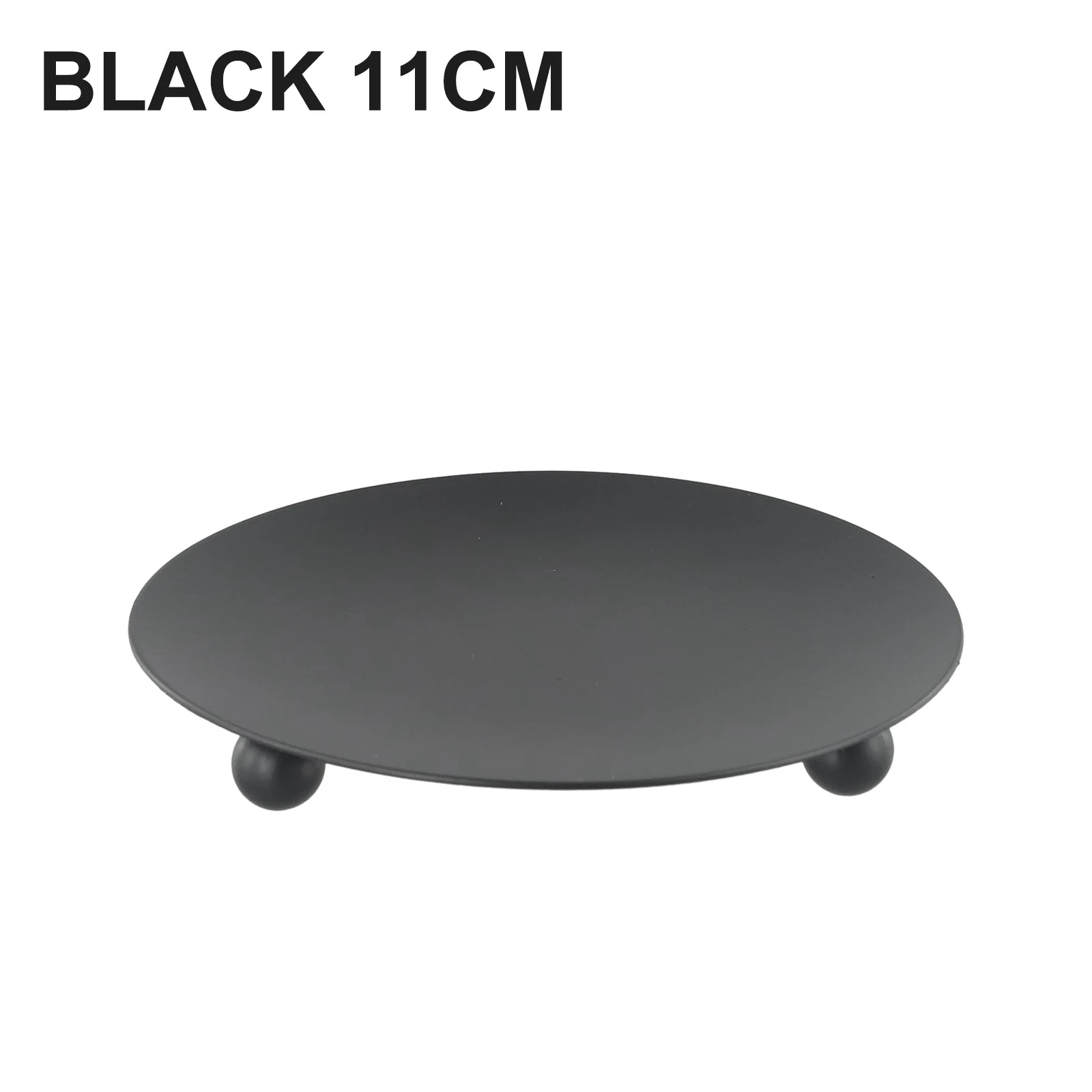 Round Iron Candle Plate Holder — Rust-Resistant Metal Pedestal for Pillar, Ball & Votive Candles, Gold or Black, Small 2.8×2.8×0.6 in (7×7×1.5 cm) & Large 4.3×4.3×0.7 in (11×11×1.7 cm)