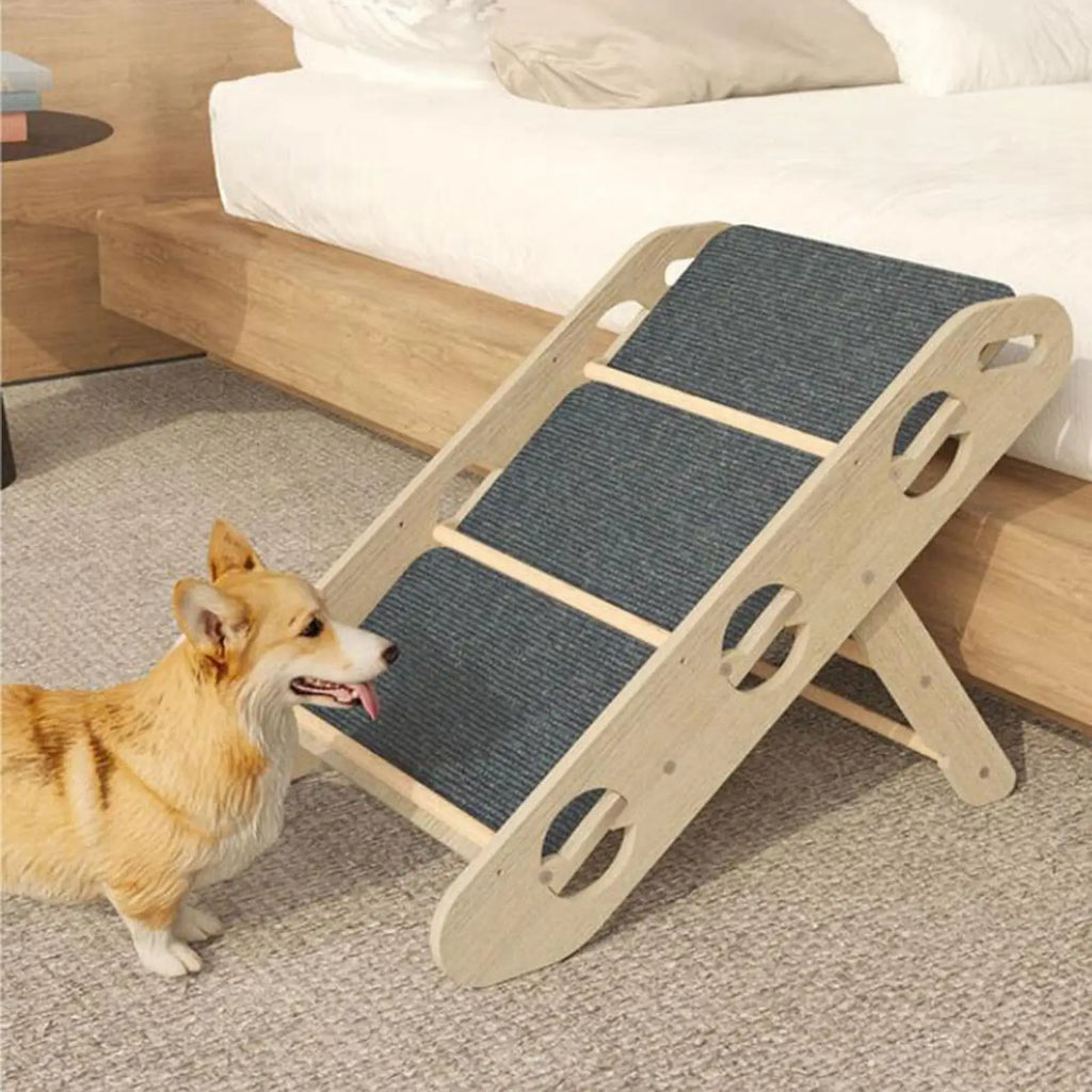 Foldable Wood 3-Step Pet Stairs for Small Dogs Non-Slip Sofa & Bed Ramp Portable Puppy Steps