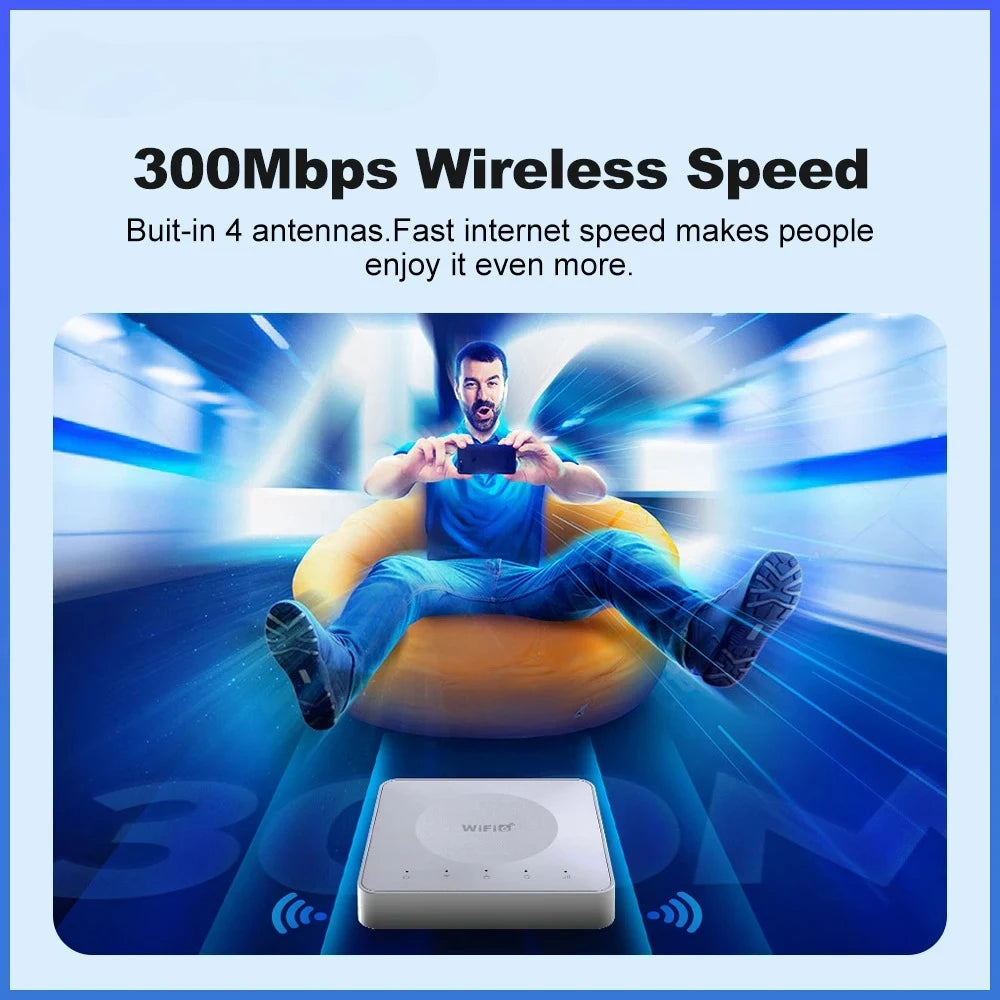 4G LTE Mobile WiFi Router SIM Card Type-C Portable Wireless Router 2.4GHz 300Mbps Supports up to 32 Devices