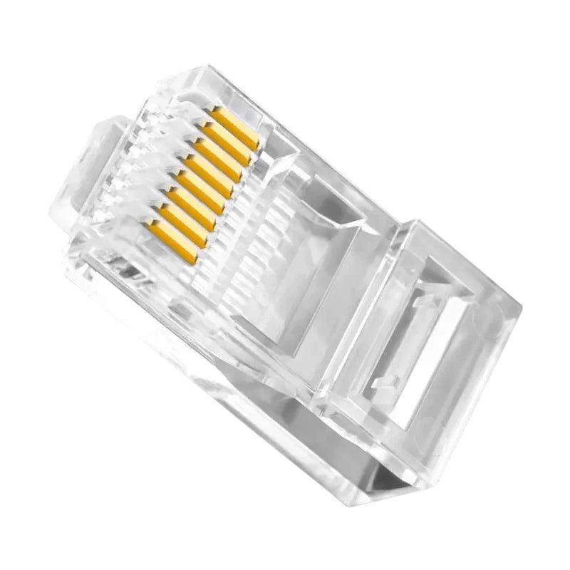 50-Pack Cat6 RJ45 Ethernet Connectors — Unshielded Perforated Crystal Head
