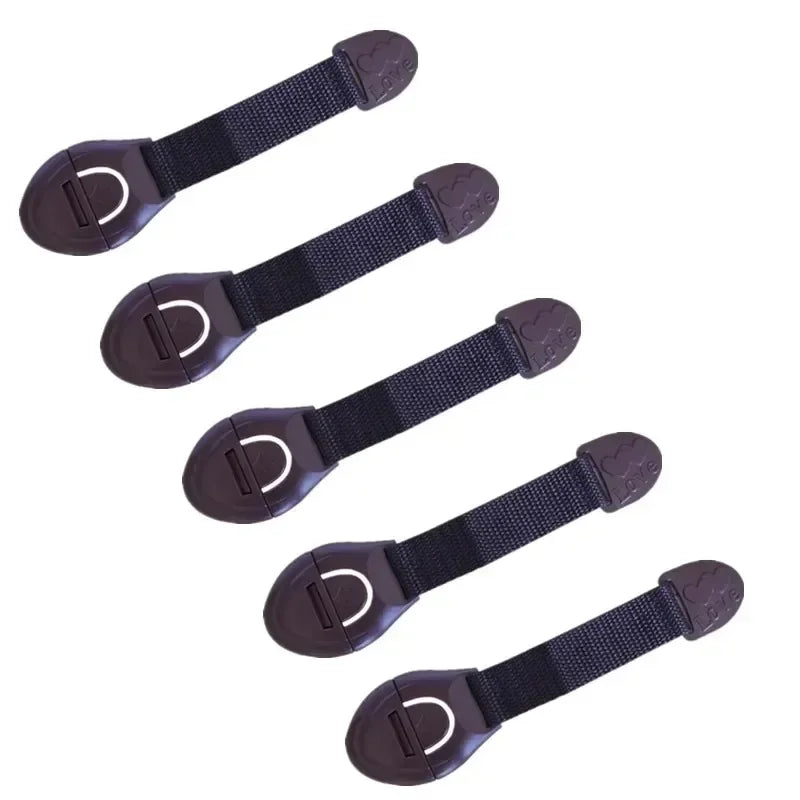 Baby Childproof Safety Strap Lock for Cabinets Drawers Refrigerator Toilet Lid – 5-Pack