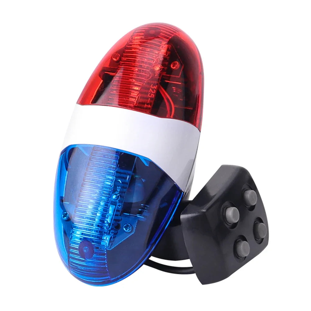 6-LED 4-Tone Electric Bike Horn and LED Warning Light, 120dB Handlebar Siren for Bicycle, Scooter, Kids