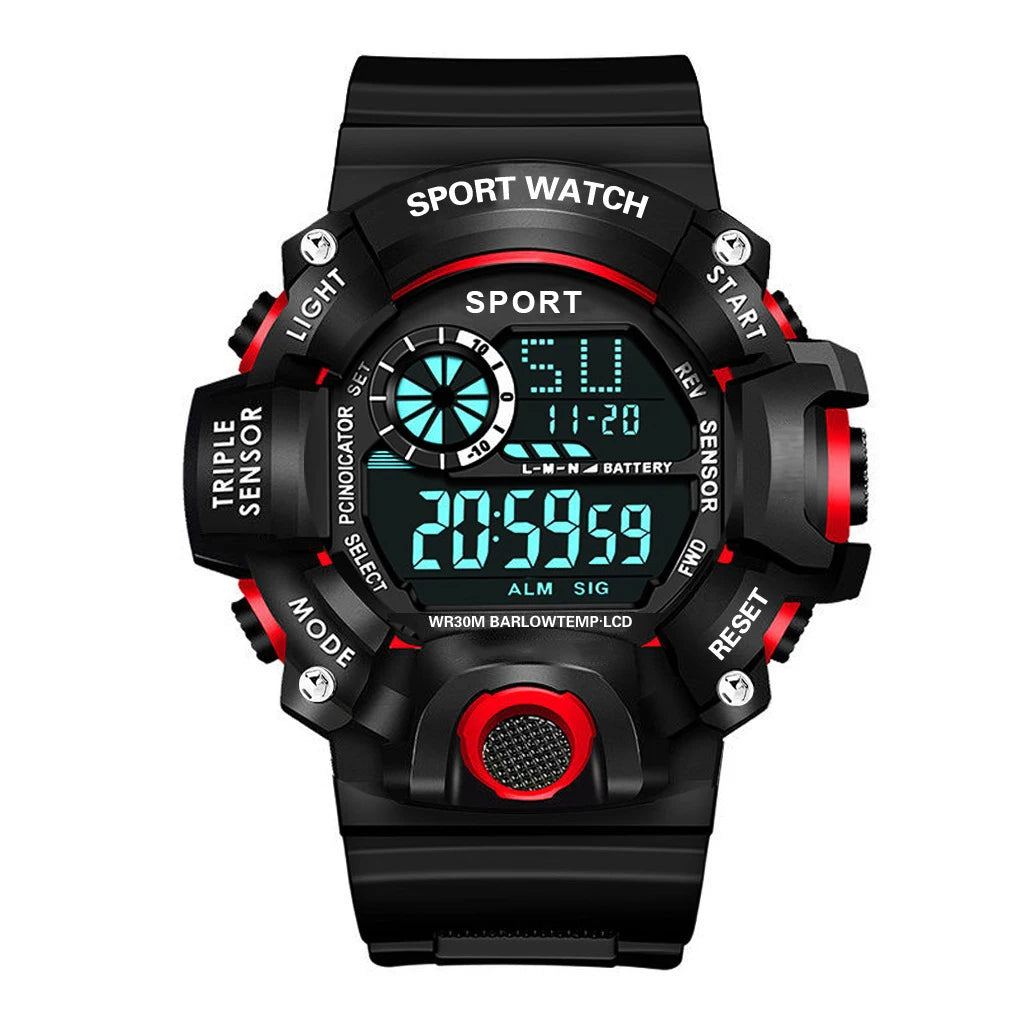 Men's Sports Digital Watch - Large 55mm Dial, Waterproof 3ATM (30M), Luminous Alarm & Stopwatch