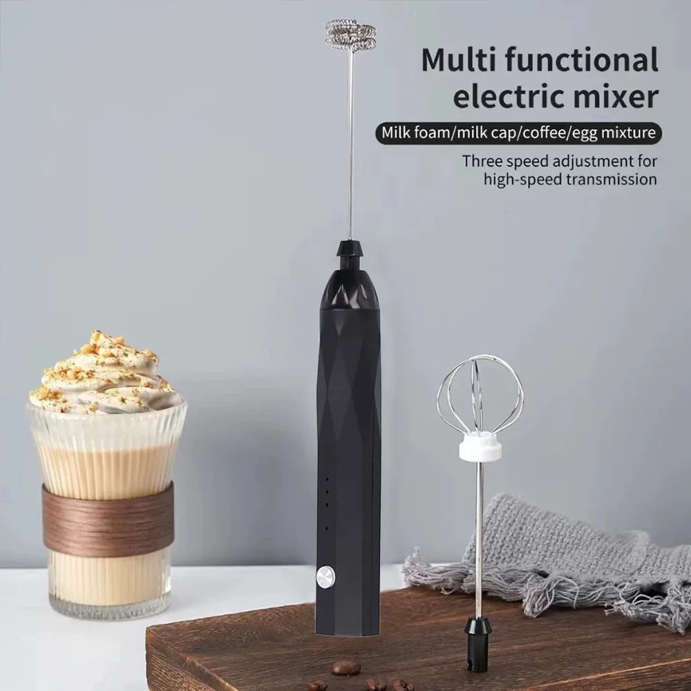 Portable Electric Whisk 2 in 1 Milk Frother and Mixer USB Easy to Clean
