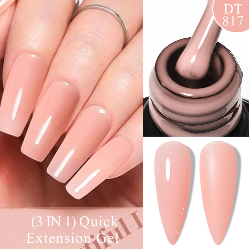 7ml Quick Extension Gel Nail Polish – Glitter Pink, Gold, Purple, Milky White | UV/LED Builder Gel for Nail Extensions