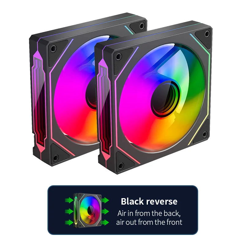 Infinite Mirror ARGB 120mm (4.72 in) PWM PC Case Fan — 5V 3-Pin ARGB & 12V 4-Pin PWM, 800–2000 RPM, Hydro Bearing