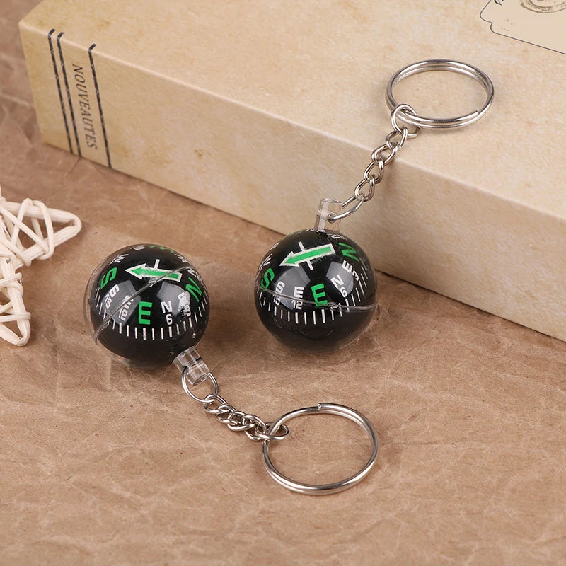 Mini Compass Keychain 28mm (1.10 in) Outdoor Survival Pendant, 1 or 2-Pack