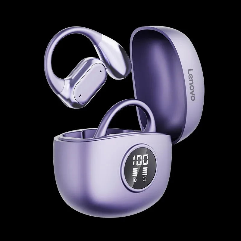 Clip-On Wireless Bluetooth Earphones with LED, Active Noise-Cancelling TWS Sport & Gaming Earbuds
