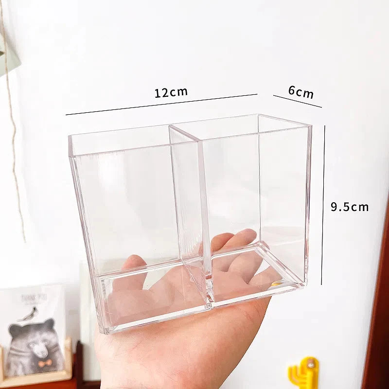 Clear 3-Grid Acrylic Makeup Brush and Pen Organizer view 5