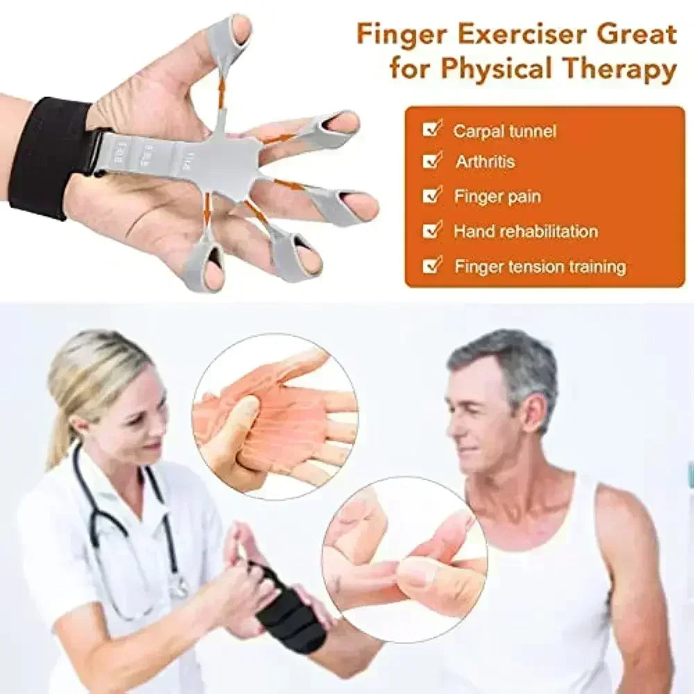Silicone Finger Exerciser Hand Strengthener 6 Resistance Levels for Grip, Arthritis, Rehab, Climbing, Guitar