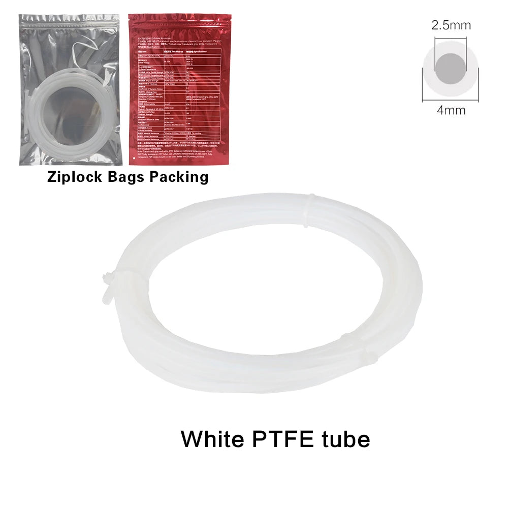 PTFE Bowden Tube for 1.75mm Filament – 2.5mm ID x 4mm OD (0.098 in x 0.157 in) Extruder Feed Tube for Mini 3D Printers