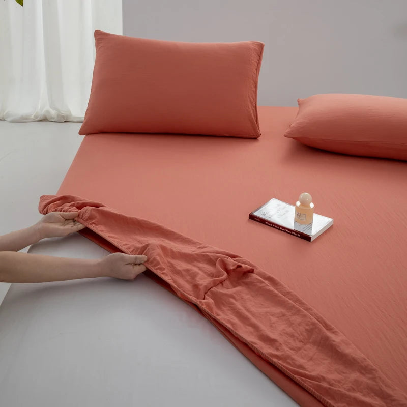 100% Cotton Fitted Sheet – Soft Breathable Deep Pocket Mattress Cover with Elastic Edge (Single, Double, Queen, King)